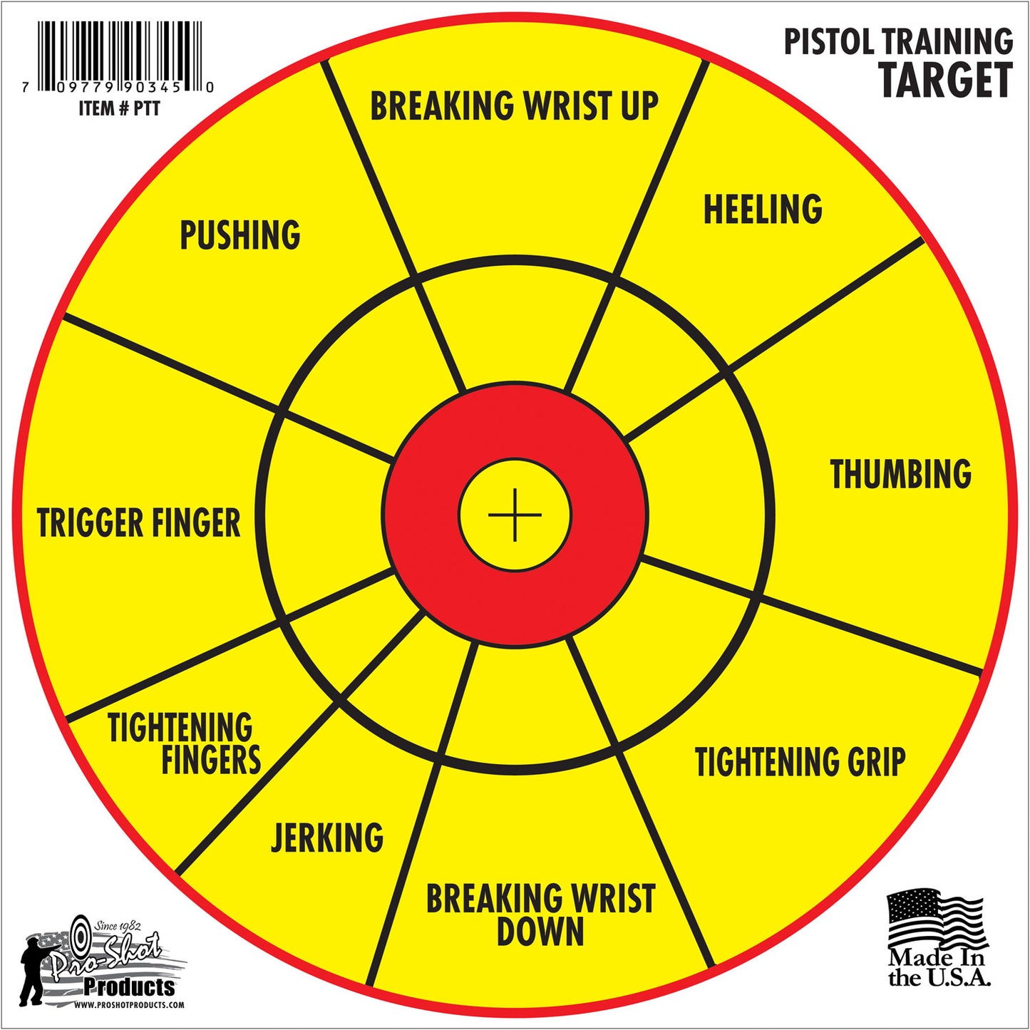 Pro-Shot Pistol Training Diagnostic 12" Impact Enhancement - 6 Targets