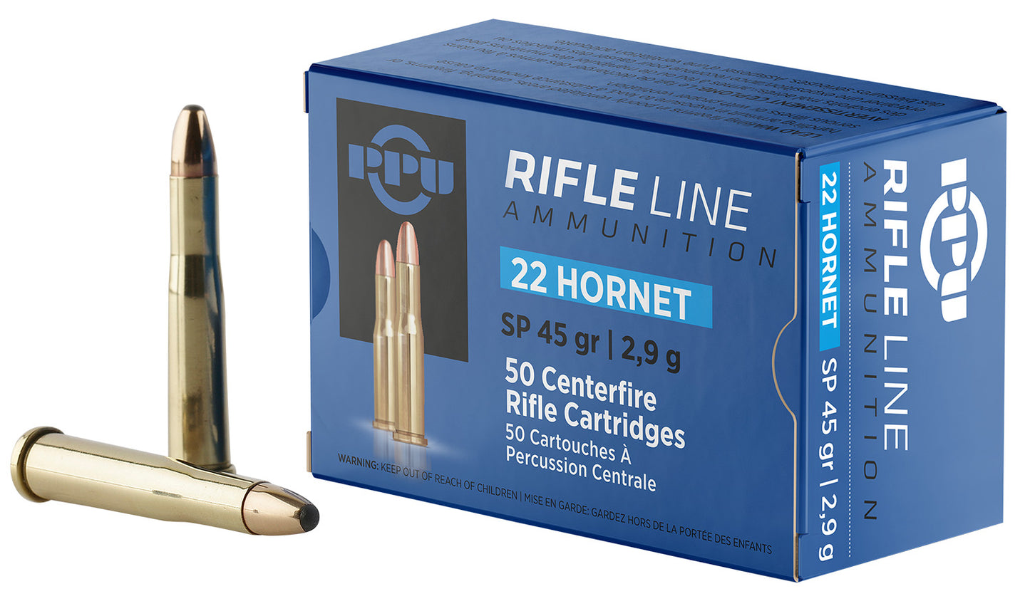PPU .22 Hornet 45gr Soft Point - 20 Rounds