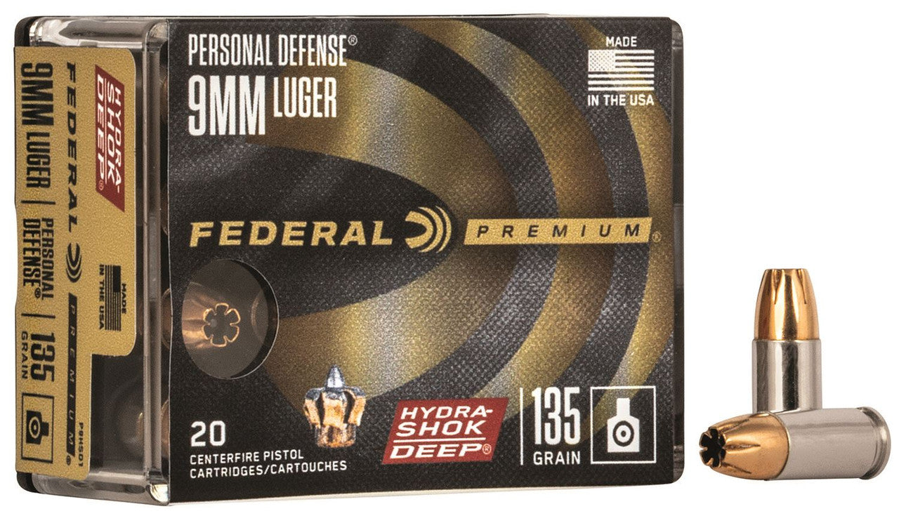 Federal Premium Defense 9MM 135gr HydraShok H.P. - 20 Rounds