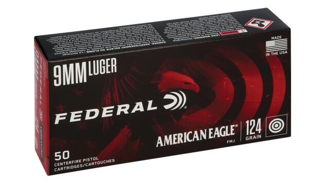 Federal American Eagle 9MM 124gr FMJ - 50 Rounds