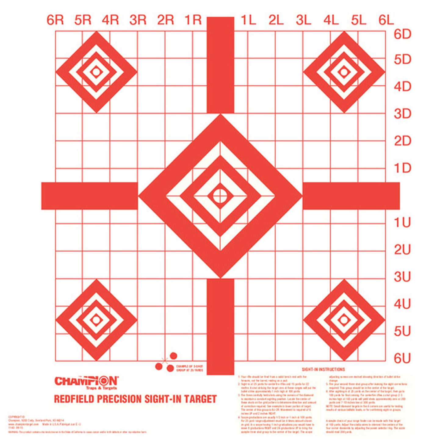 Champion Redfield Sight-In Diamond Paper Pistol/Rifle - 10 Pack