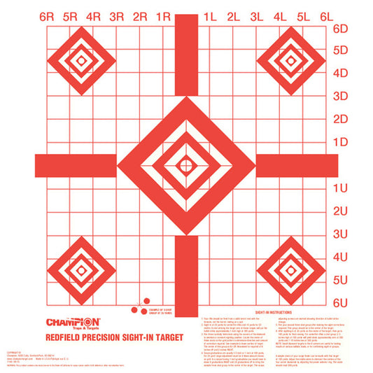 Champion Redfield Sight-In Diamond Paper Pistol/Rifle - 10 Pack