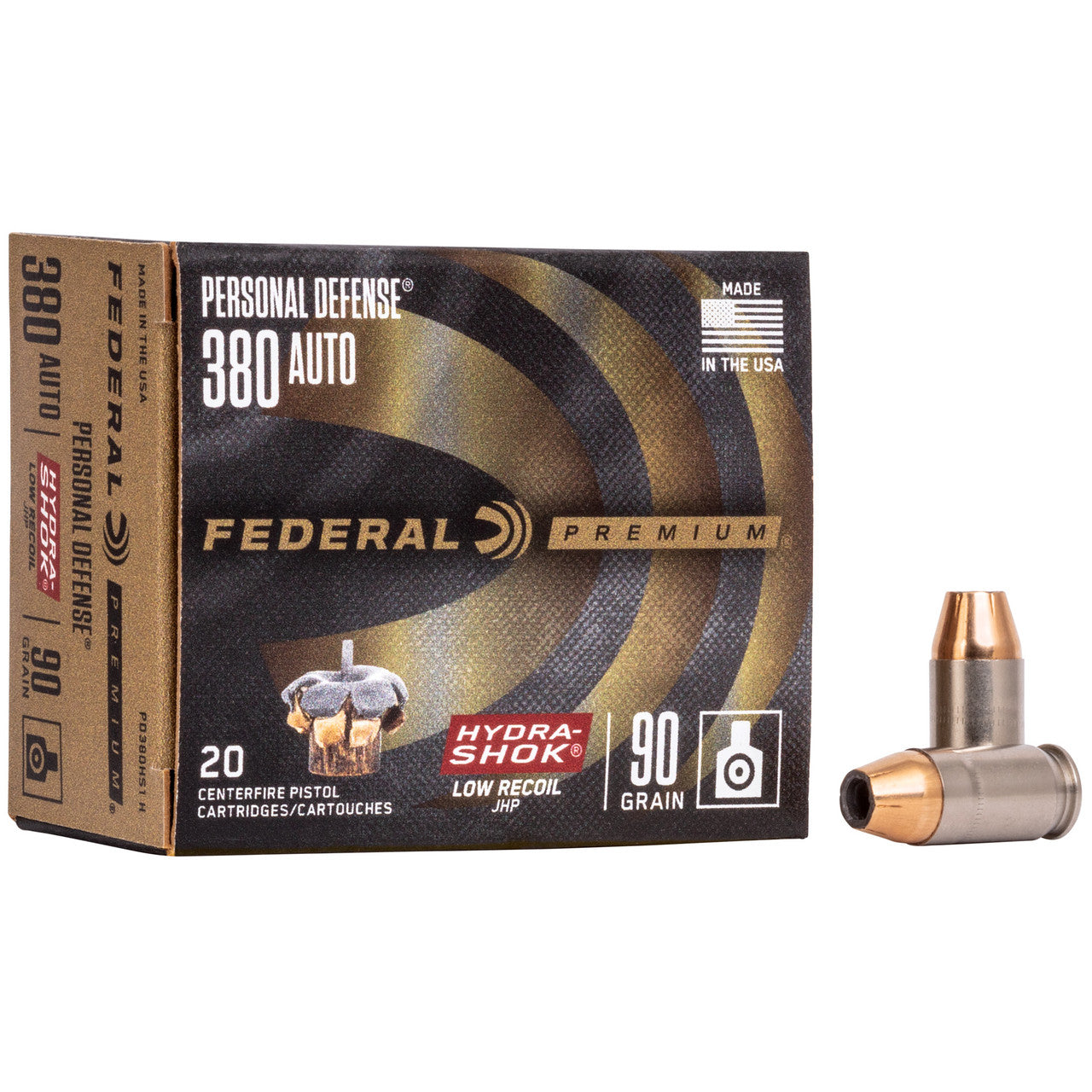 Federal Premium Defense .380ACP 90gr HydraShok H.P. - 25 Rounds