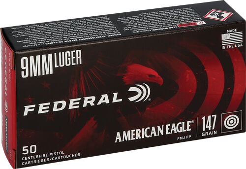 Federal American Eagle 9MM 147gr FMJ - 50 Rounds