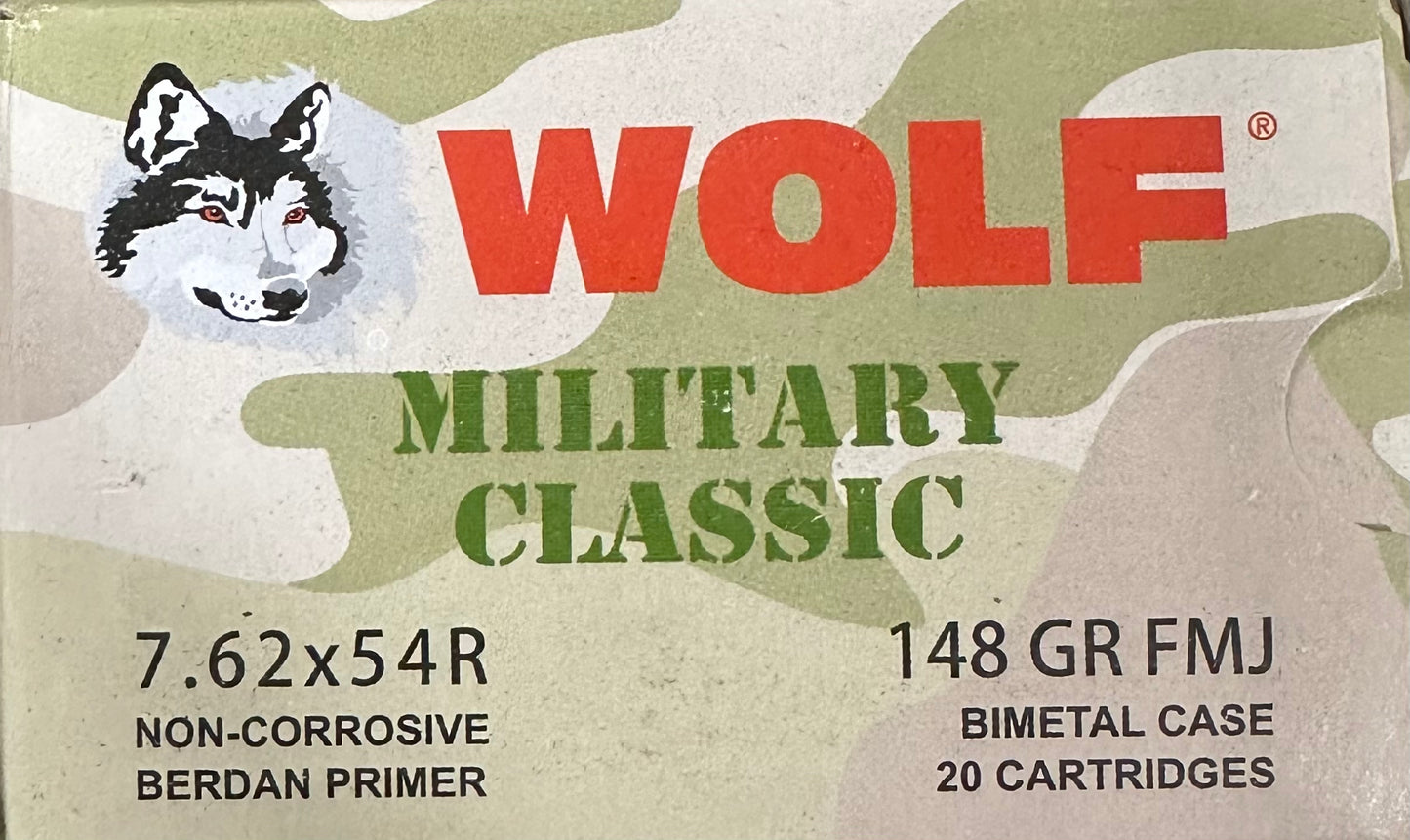 7.62x54R Wolf 148gr FMJ - 20 Rounds