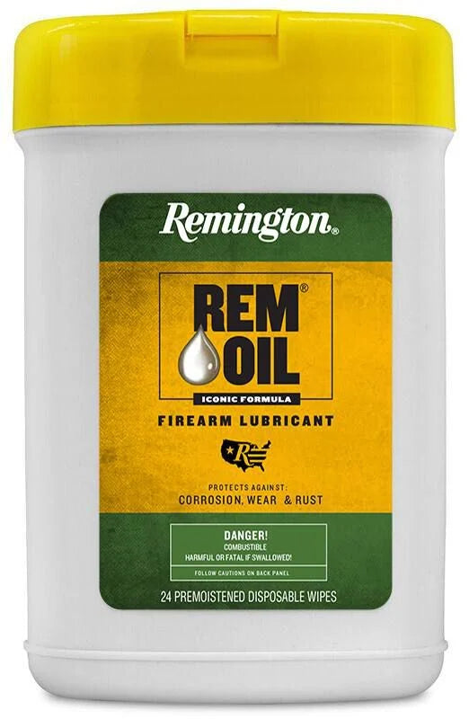 Rem Oil Wipes Cleans/Lubricates/Protects - 24 Wipe Tub
