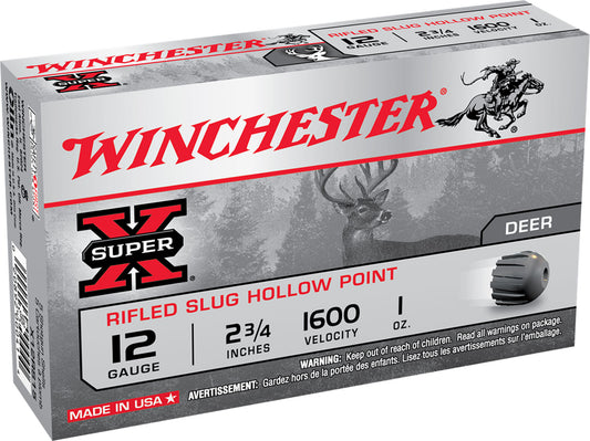 12GA Winchester 2 3/4 inch Rifled Slugs - 5 Rounds